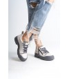 AGATHA Bağcıklı Fermuarlı Ortopedik Taban Kadın Sneaker Spor Ayakkabı CGT - Krem
