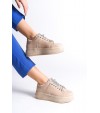 DELLA Bağcıklı Ortopedik Taban Taşlı Kadın Sneaker Spor Ayakkabı CTT - Ten DELLA Bağcıklı Ortopedik Taban Taşlı Kadın Sneaker Spor Ayakkabı CTT - Ten