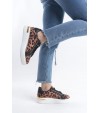MINA Bağcıklı Ortopedik Taban Leopar Desenli Kadın Sneaker Spor Ayakkabı TBT - Kahverengi MINA Bağcıklı Ortopedik Taban Leopar Desenli Kadın Sneaker Spor Ayakkabı TBT - Kahverengi