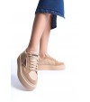 PRAG Bağcıklı Ortopedik Taban Desenli Kadın Sneaker Spor Ayakkabı CTT - Ten PRAG Bağcıklı Ortopedik Taban Desenli Kadın Sneaker Spor Ayakkabı CTT - Ten