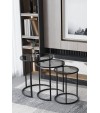 3'lü & Bohem Sehpa & Zigon Sehpa & Orta Sehpa & Modern Sehpa Takımı & Siyah Ayak Şeffaf Füme Cam 3'lü & Bohem Sehpa & Zigon Sehpa & Orta Sehpa & Modern Sehpa Takımı & Siyah Ayak Şeffaf Füme Cam