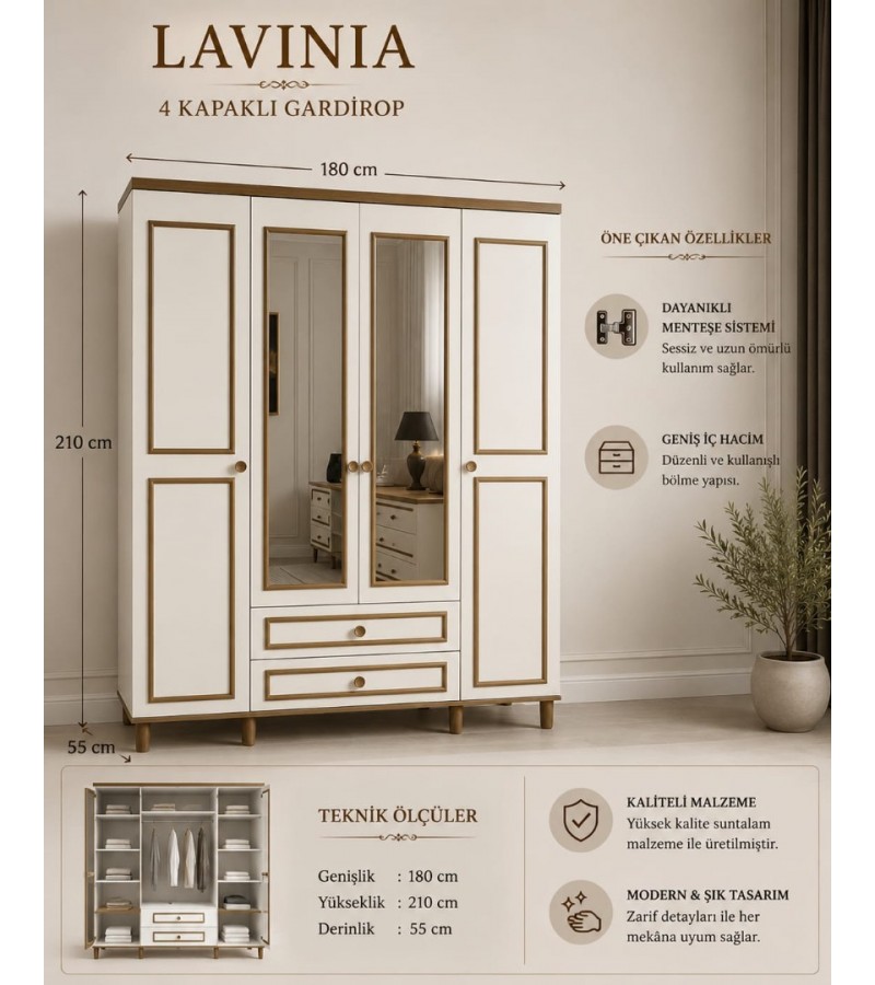 Lavinia 4 Kapaklı Gardırop
