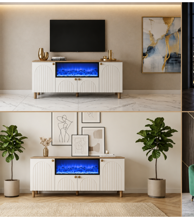 Modern Şömineli TV Ünitesi