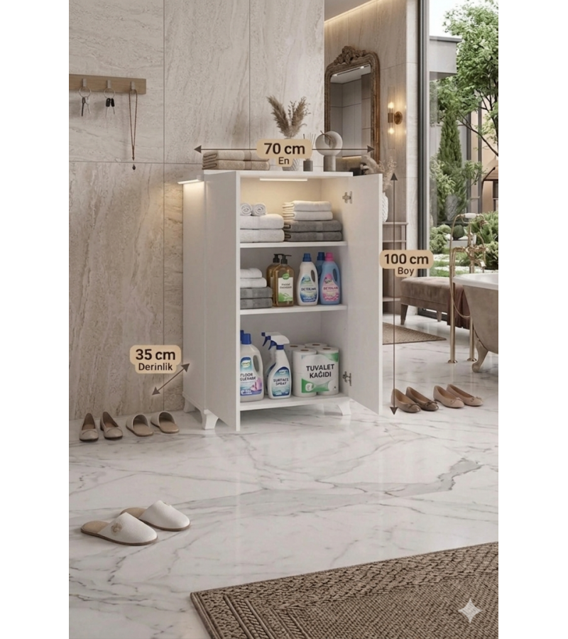Beyaz banyo dolabı