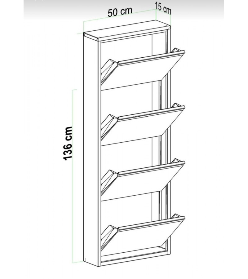 Modern 4 Kapaklı Çok Amaçlı Ayakkabılık Dolabı