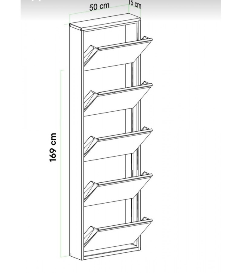 Modern 5 Kapaklı Çok Amaçlı Ayakkabılık Dolabı