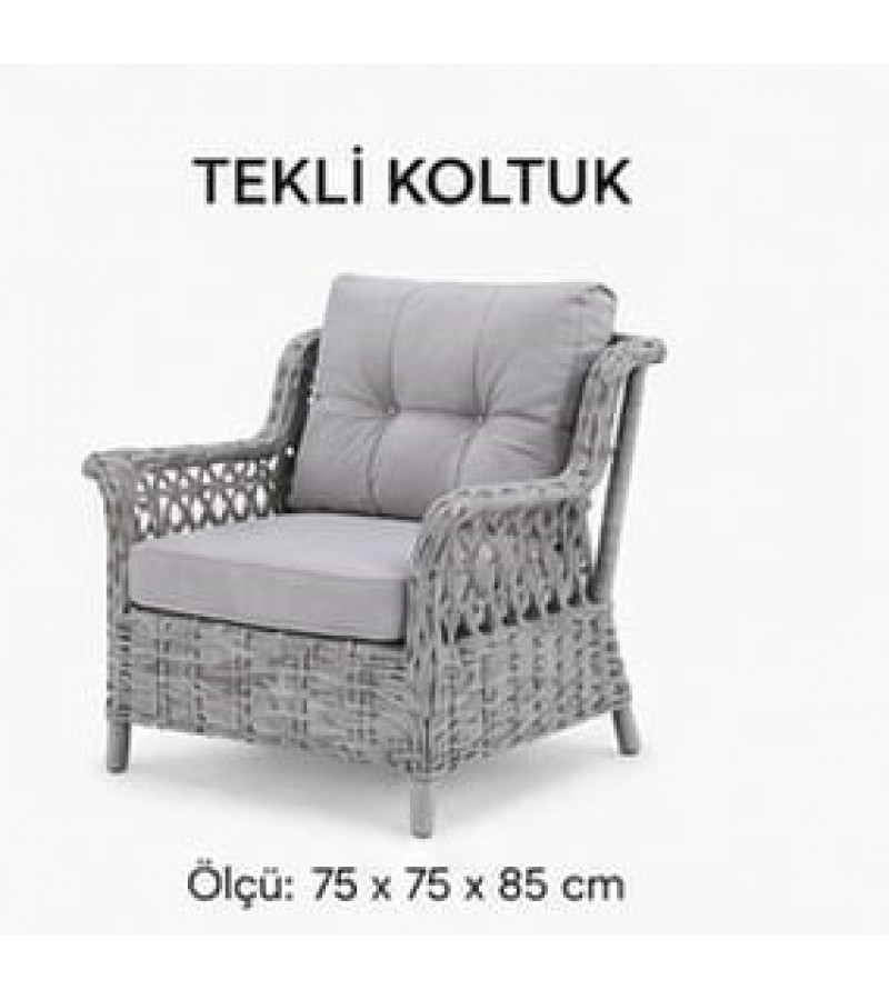 3+1+1+ Masa+ 2 Adet Puf Galvenis Rattan Bahçe Mobilyası