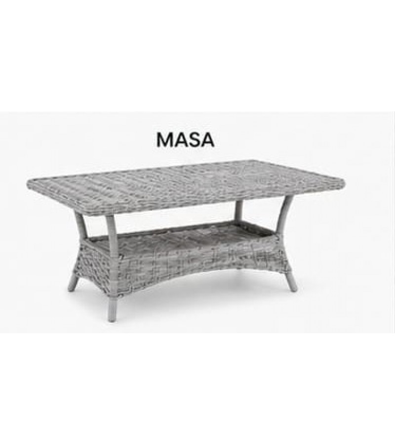 3+1+1+ Masa+ 2 Adet Puf Galvenis Rattan Bahçe Mobilyası