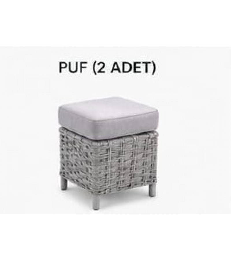 3+1+1+ Masa+ 2 Adet Puf Galvenis Rattan Bahçe Mobilyası