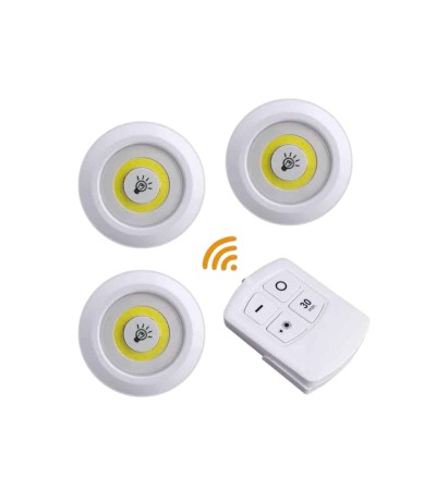 Led Lamba 3'lü Uzaktan Kumandalı Yapışkanlı