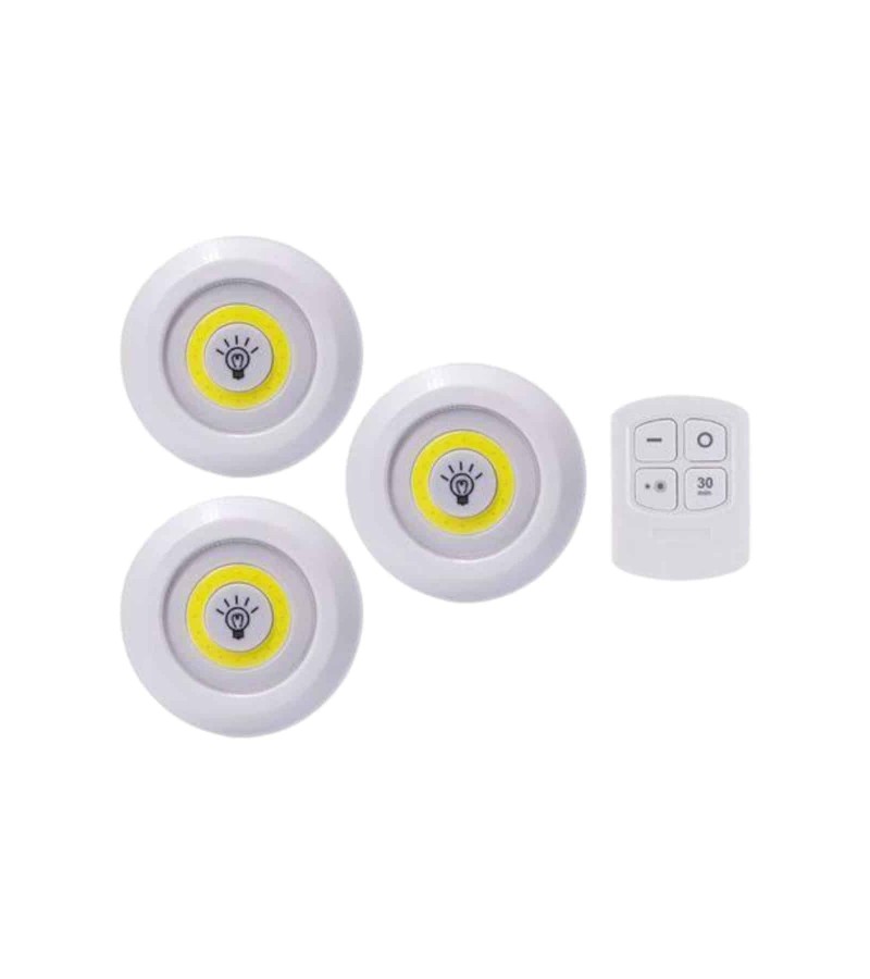 Led Lamba 3'lü Uzaktan Kumandalı Yapışkanlı