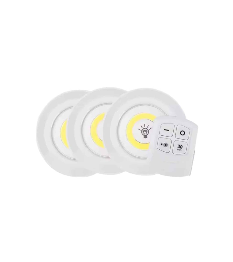 Led Lamba 3'lü Uzaktan Kumandalı Yapışkanlı