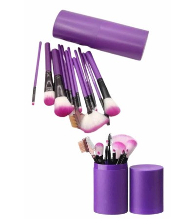 12 Parça Makyaj Fırça Seti Profesyonel Fondöten Allık Far Kontür Fırçası