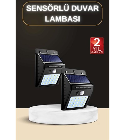 Bahçe Aydınlatma Sensörlü Güneş Enerjili Duvar Lambası 40 Led Işık