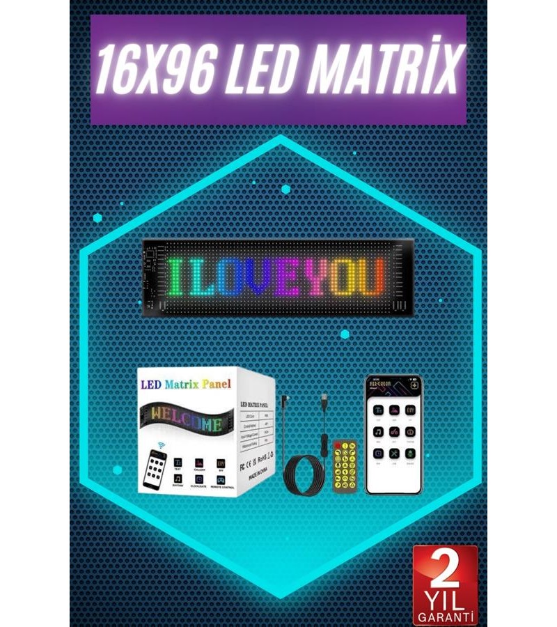 Digital Araba Yazısı Ekran Matrix En Büyük Boy Matrix LED Panel 19*96 pıxel Digital Araba Yazısı Ekran Matrix En Büyük Boy Matrix LED Panel 19*96 pıxel