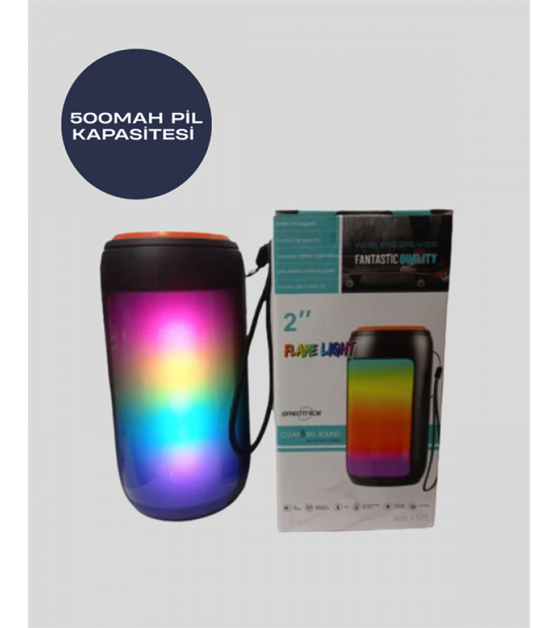 Gts 1731 Bluetooth Hoparlör – Şarjlı, LED Işıklı, Fm Radyo Destekli