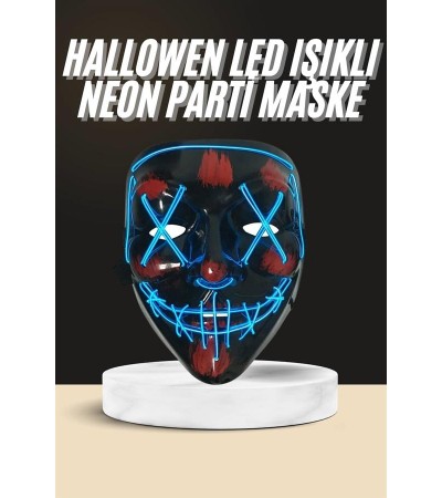 Işıklı Led Maske Parti Eğlence Maskesi Hallowen Neon Maske Işıklı Led Maske Parti Eğlence Maskesi Hallowen Neon Maske
