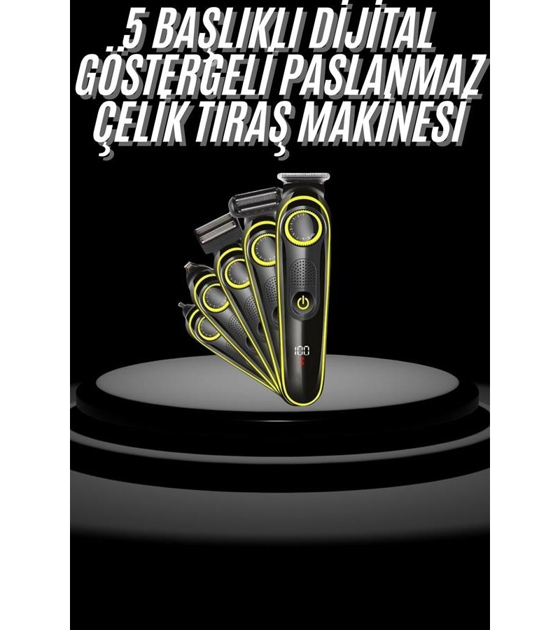 Saç Sakal Şekillendirici Tıraş Makinesi 5 Başlıklı Paslanmaz Çelik Bıçaklı Unısex