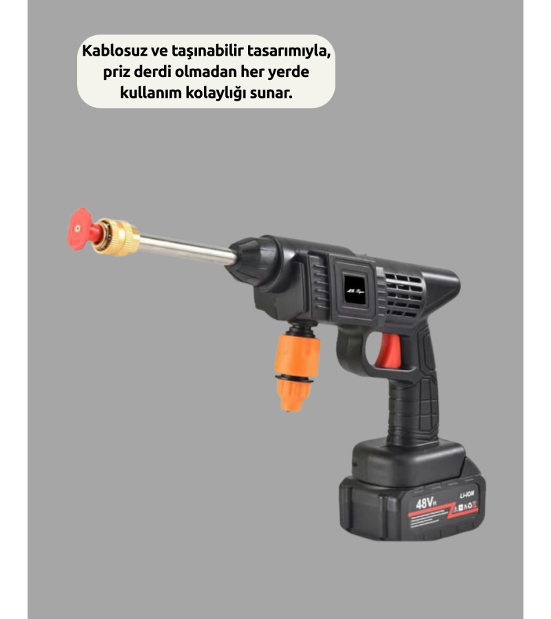 TEK BATARYALI 48V Şarjlı Basınçlı Yıkama Makinesi