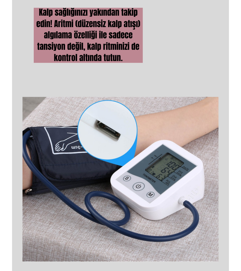 Taşınabilir Pil ve USB Girişli Tansiyon Aleti