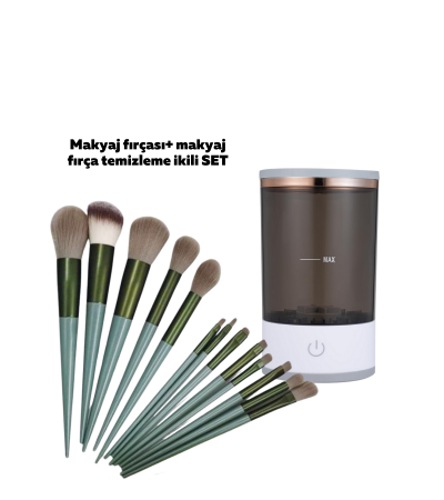 13’lü Makyaj Fırçası Fırça Temizleyici İkili Set