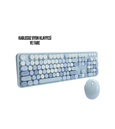 Kablosuz Klavye Mouse Seti mavi