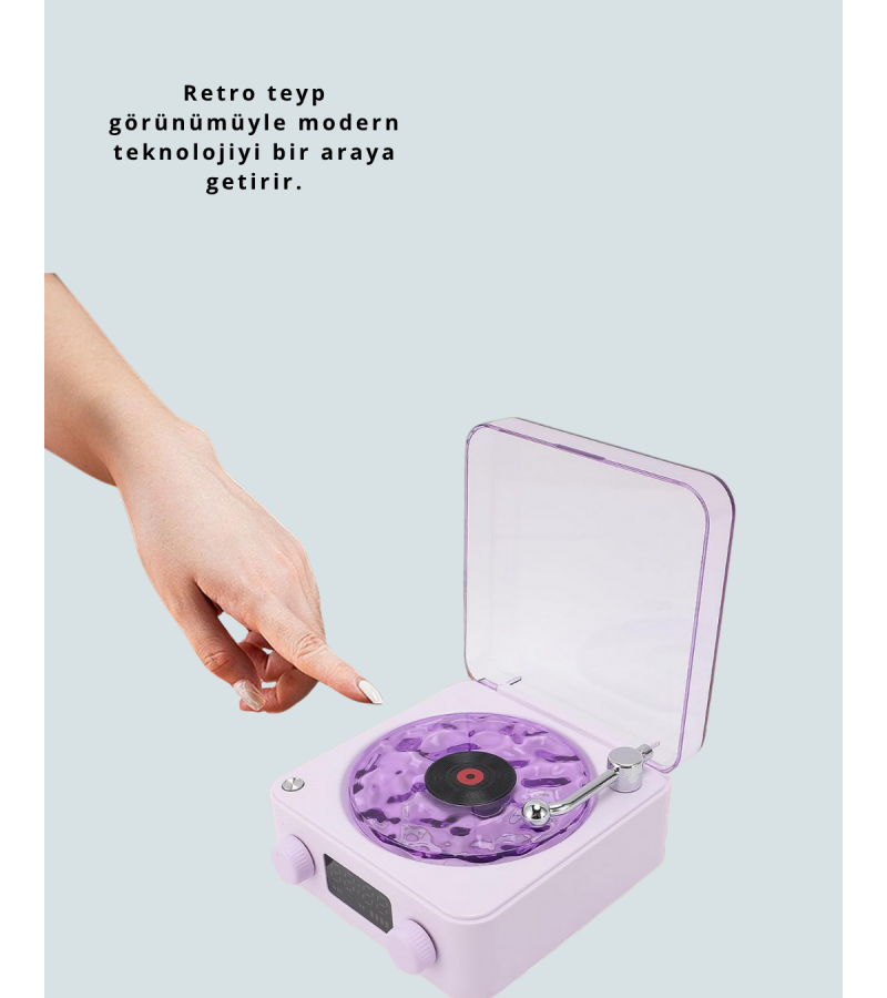 Retro Bluetooth Hoparlör Mor