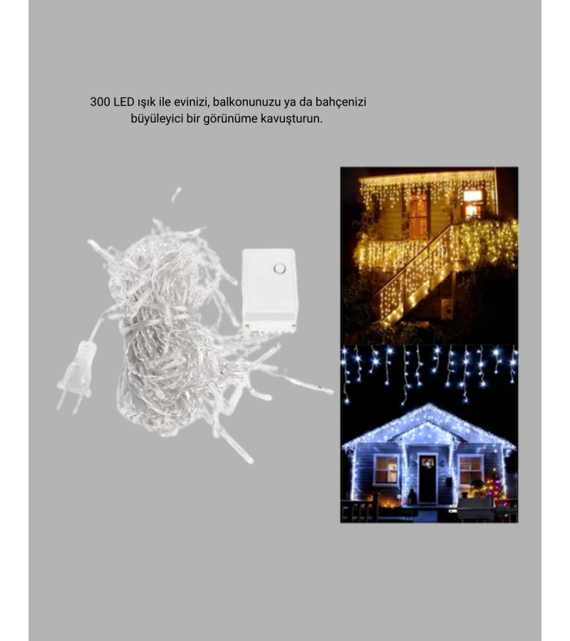 3x3 LED Işık Perdesi Şelale Model İç Dış Mekân Dekorasyonu
