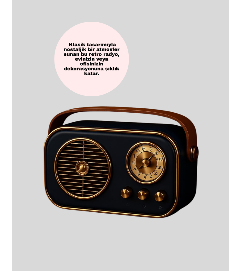 Vintage Bluetooth Radyo – Tf Kart Ve Fm Destekli Taşınabilir Nostaljik Model
