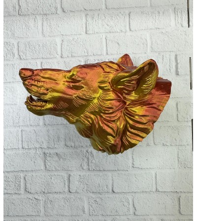 Altın Kaplama Görünümlü Kurt Duvar Süsü