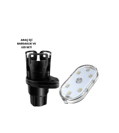 Bardak Tutucu ve Manyetik LED Ambiyans Işığı 2’li Set