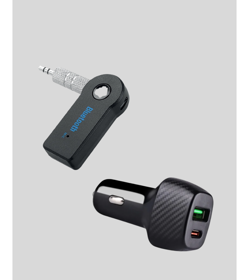 Araç İçi Bluetooth Müzik Kiti + Type-C PD Araç Şarjı Seti